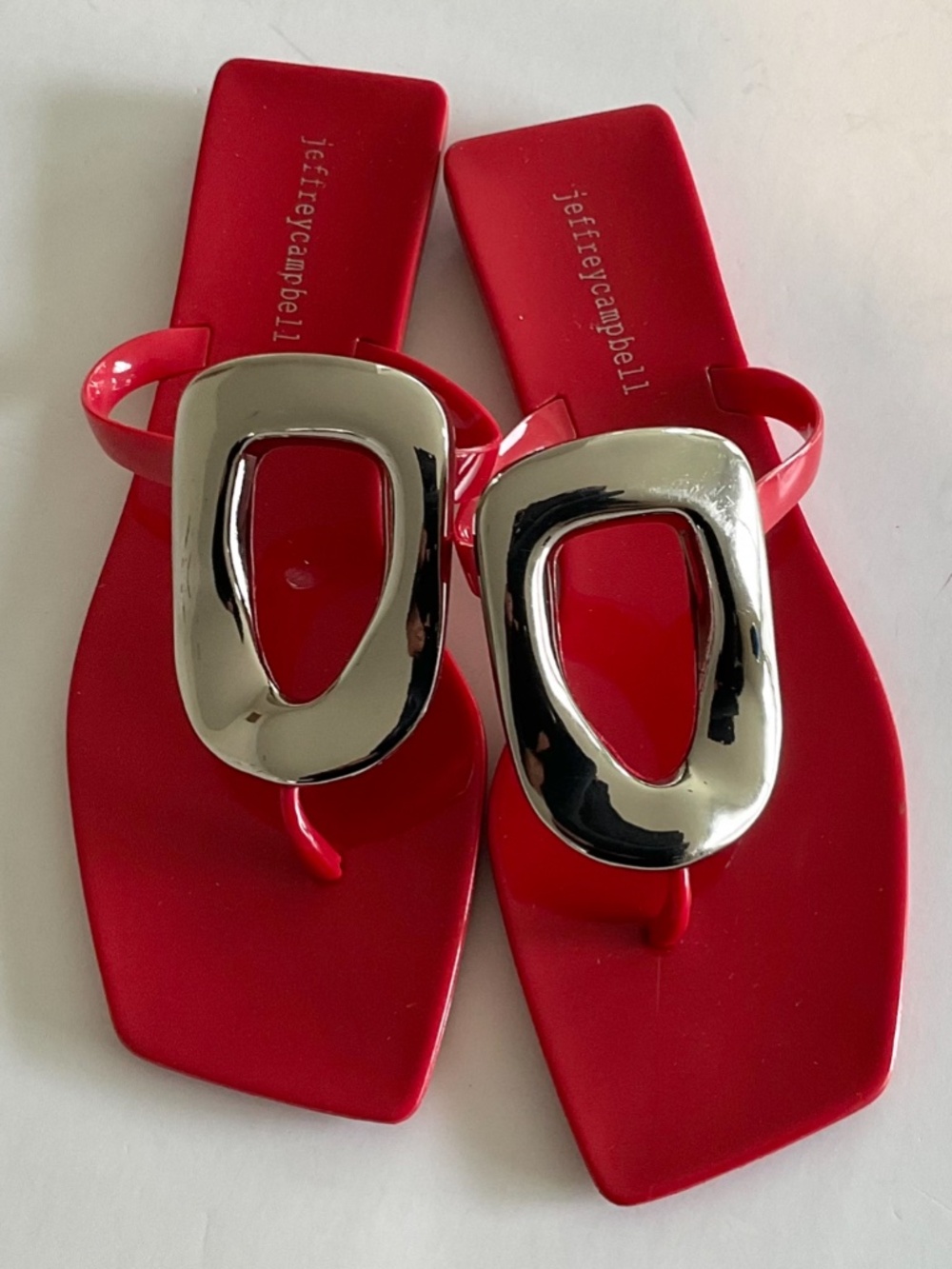 JEFFREY CAMPBELL Linques Jelly Ornament Flat Sandals Red Size 7